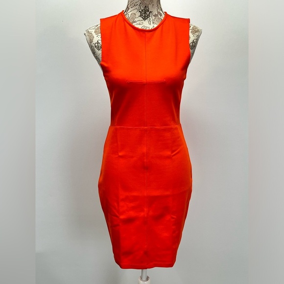 Poppy red FRENCH CONNECTION bodycon dress‎ size 8. - Picture 1 of 15